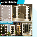 Kit Luz De Espelho Maquiagem Camarim 10 Lâmpadas Penteadeir