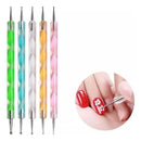 Kit 5 Boleadores Ponta Dupla Decoração De Unhas Pontilhism -