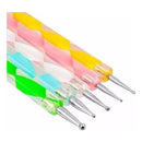 Kit 5 Boleadores Ponta Dupla Decoração De Unhas Pontilhism -