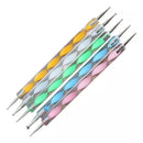 Kit 5 Boleadores Ponta Dupla Decoração De Unhas Pontilhism -