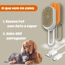 Escova Removedora Pelos Caes E Gatos Vapor 3Em1 Rasqueadeira