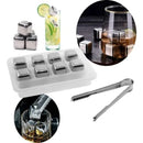 Cubos De Gelo Aço Inox 8 Peças - Pegador Para Whisky E D