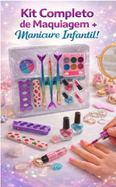 Kit Maquiagem Infantil Completo Estojo Paleta Batom Pinceis