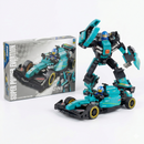 Blocos de Montar Carro F1 de Corrida + Robô 2 em 1 Aston -