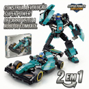 Blocos de Montar Carro F1 de Corrida + Robô 2 em 1 Aston -