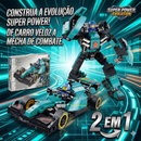 Blocos de Montar Carro F1 de Corrida + Robô 2 em 1 Aston -