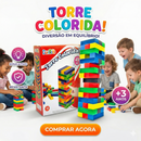 Jogo Torre Colorida Caiu Perdeu 45 Peças Infantil -