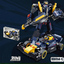 Blocos de Montar Carro F1 de Corrida + Robô 2 em 1 Bull -
