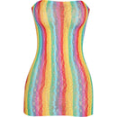 Vestido Sem Alça Arrastão Praia Colorido Carnaval Transparen